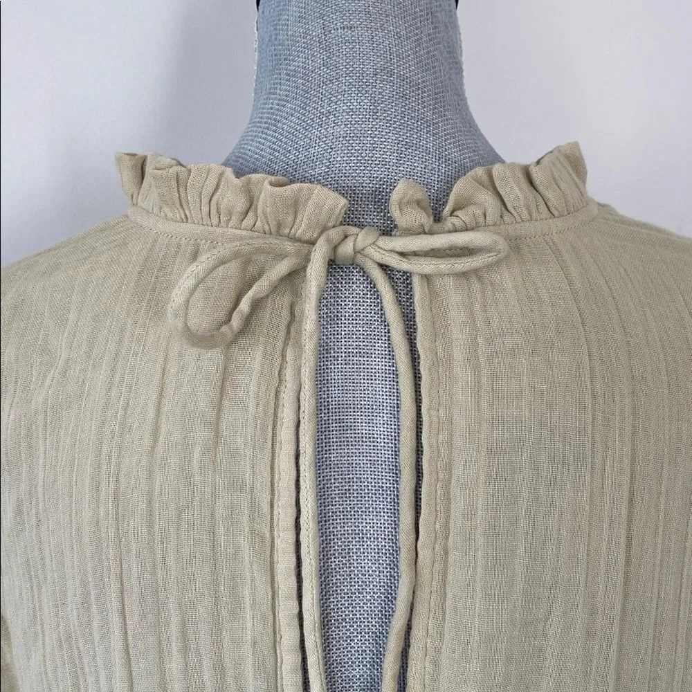 Free People Living for This Mini Dress L Sage Green Babydoll Ruffled Collar Boho